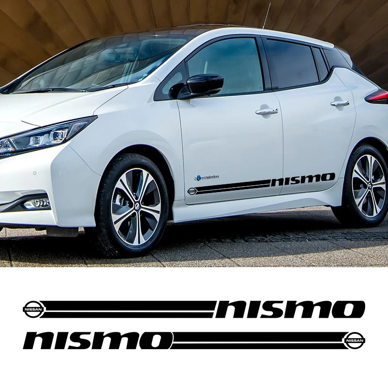 

Hot 1 Pair 2 PCS Vinyl Car Styling Side Skirt Sticker Vehicle Decals Stripe Wraps Body Stickers For Nissan Nismo