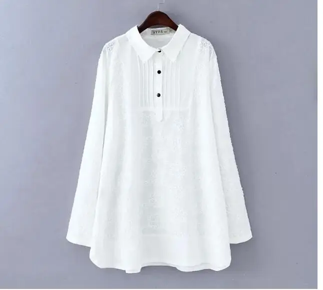 Cena 2018 wiosna plus rozmiar ubrania białe koronki sweter podstawowe koszula kobiet g oacute;ry średnie długie luźne koszule bluzki kobieta blusas XXXL 4XL