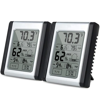 

Digital Humidity Monitor Indoor Thermometer, Hygrometer And Humidity Gauge Indicator With Touchscreen, ℃/℉ Switch, Min/Max Rec