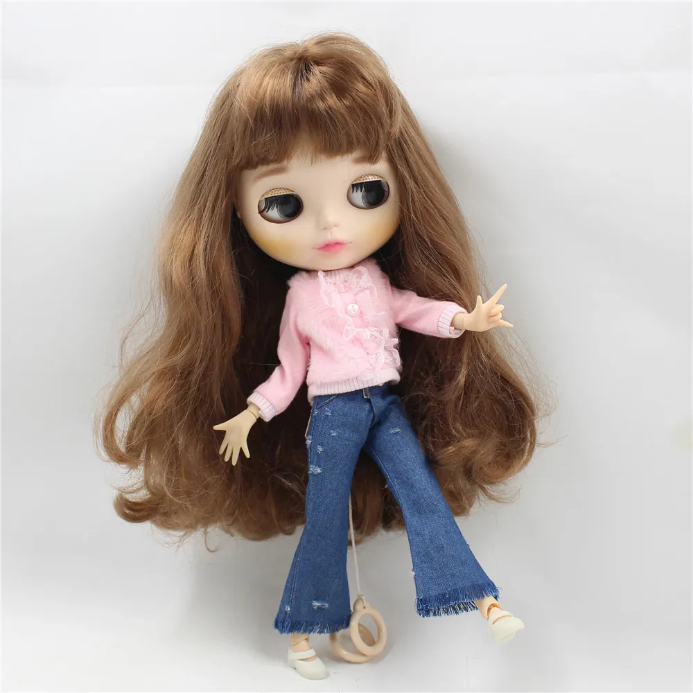 Blyth doll icy licca боди розовая кружевная рубашка синие джинсы, только одежда без куклы