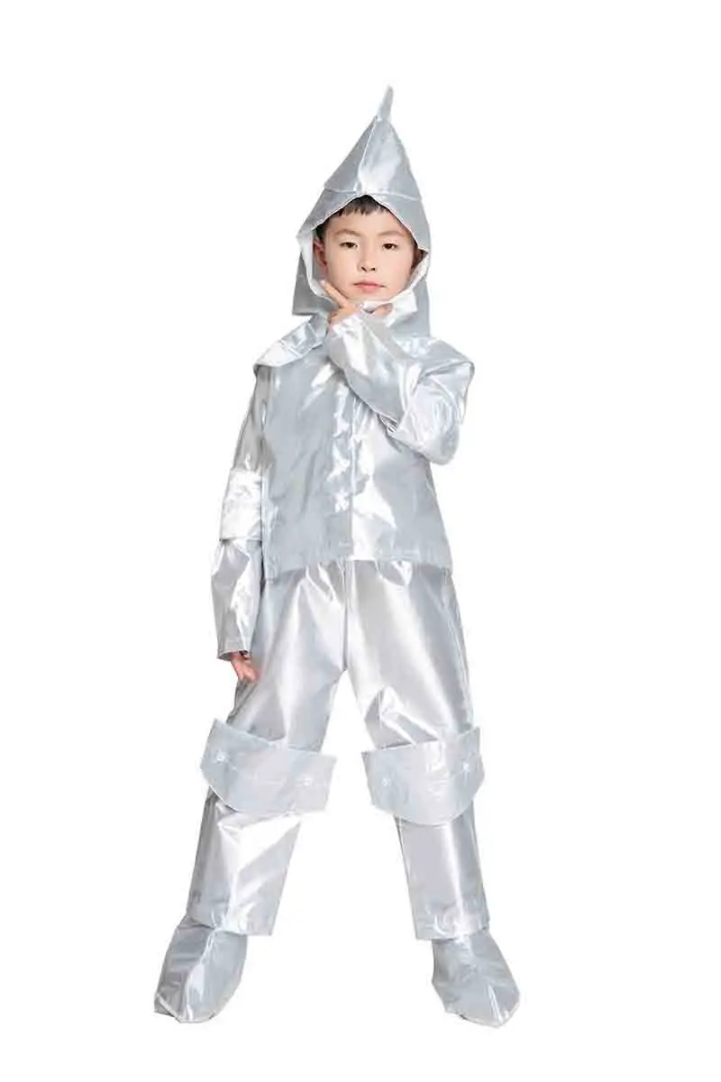 2019 Fantasia/Детский костюм на Хеллоуин с Оловянным человеком Серебряный наряд для мальчиков, нарядное платье праздничный наряд подарок для