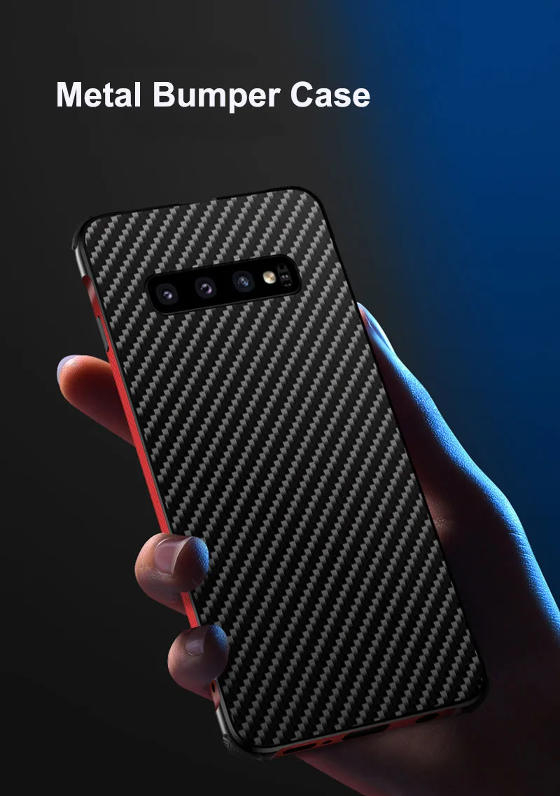 Leanonus металлический бампер противоударный чехол для samsung Galaxy S10 плюс S10 крышка из углеродного волокна PC чехол на заднюю панель для samsung S10 плюс Капа