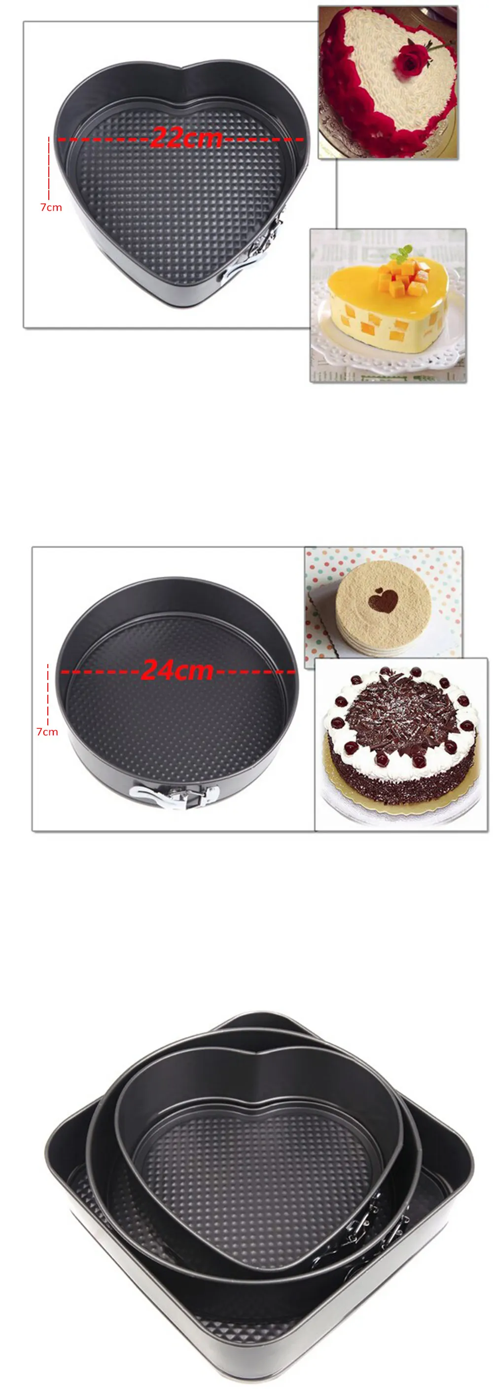 3 Set Springform Pans Cake Bakeware Mould Kitchen Accessories