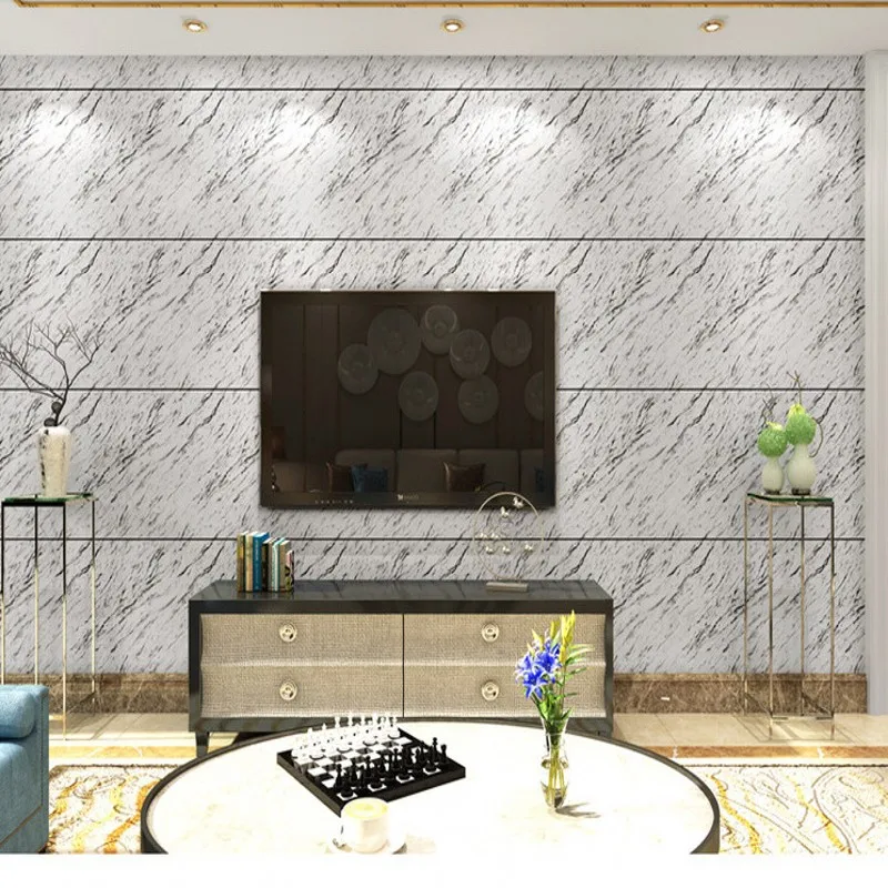 

Free Shipping Modern 3D stereo corrugated marble stripe wallpaper hotel living room TV background wall wallpaper