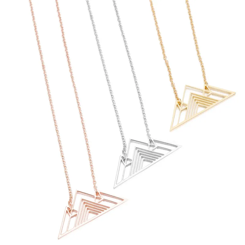 2018 Trendy Art Deco Triangle Necklace Mountain Charm Geometric Necklaces