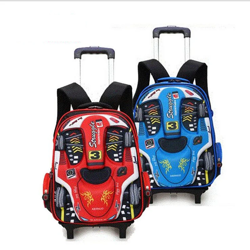 

New Primary School Trolley Bags Children Anime Backpack Schoolbag Child with Wheels ;School Bags with Trolley