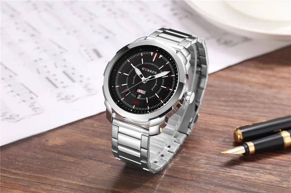Curren 8266 Мужские кварцевые часы мужские брендовые роскошные черные водонепроницаемые часы из нержавеющей стали мужские спортивные наручные часы Relogio Masculino