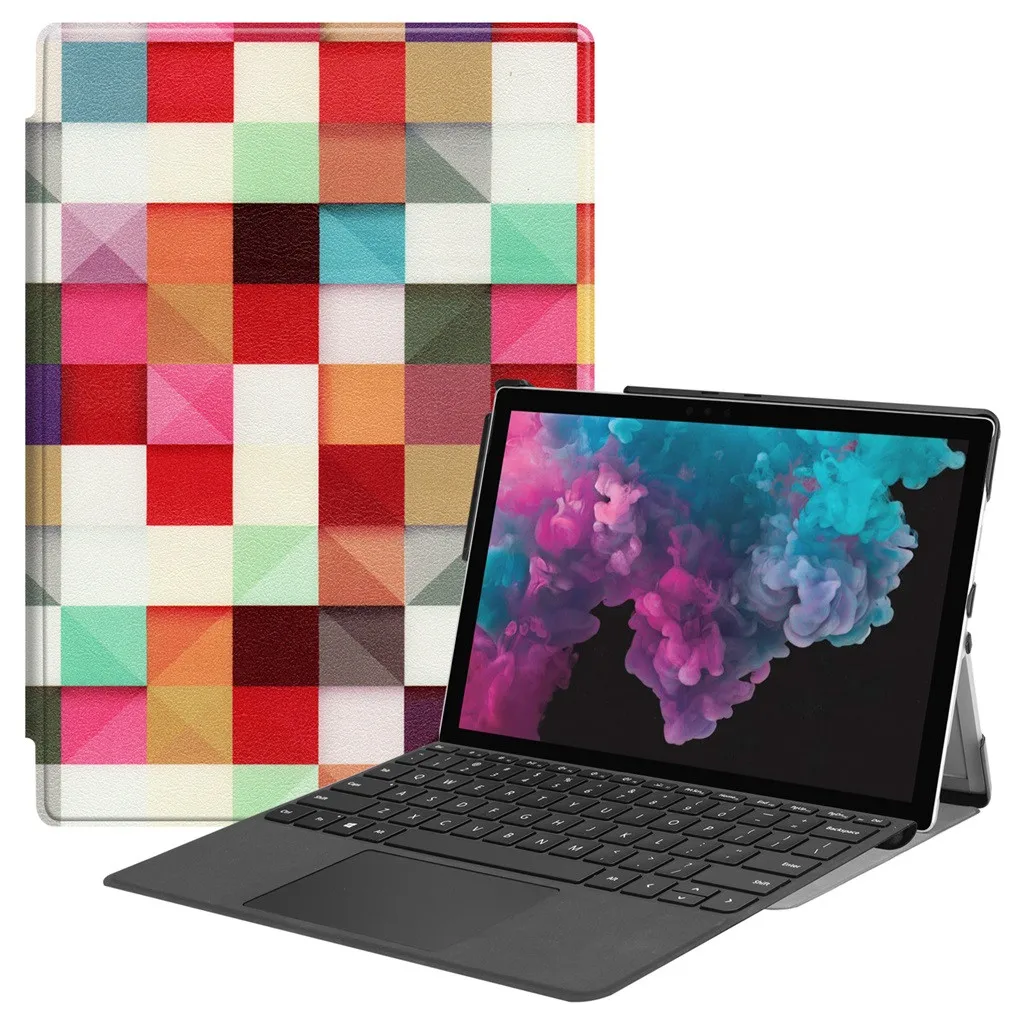

New Designed Leather Protective Case For Microsoft Surface Pro 6 2018 / Pro 5 2017/ Pro 4 12.3Folio Stand Cover Case#ZS