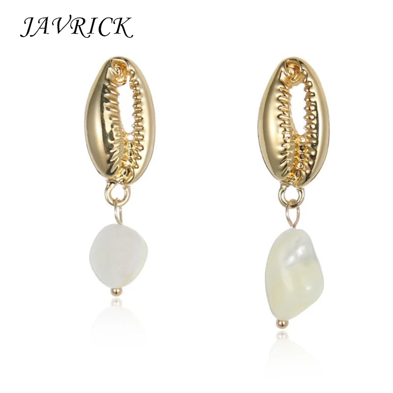 

Pearl Earrings Irregular Different Length Natural Conch Pearl Pendant Women Jewelry Ear Stud Gifts Ladies Luxury Fashion Charms