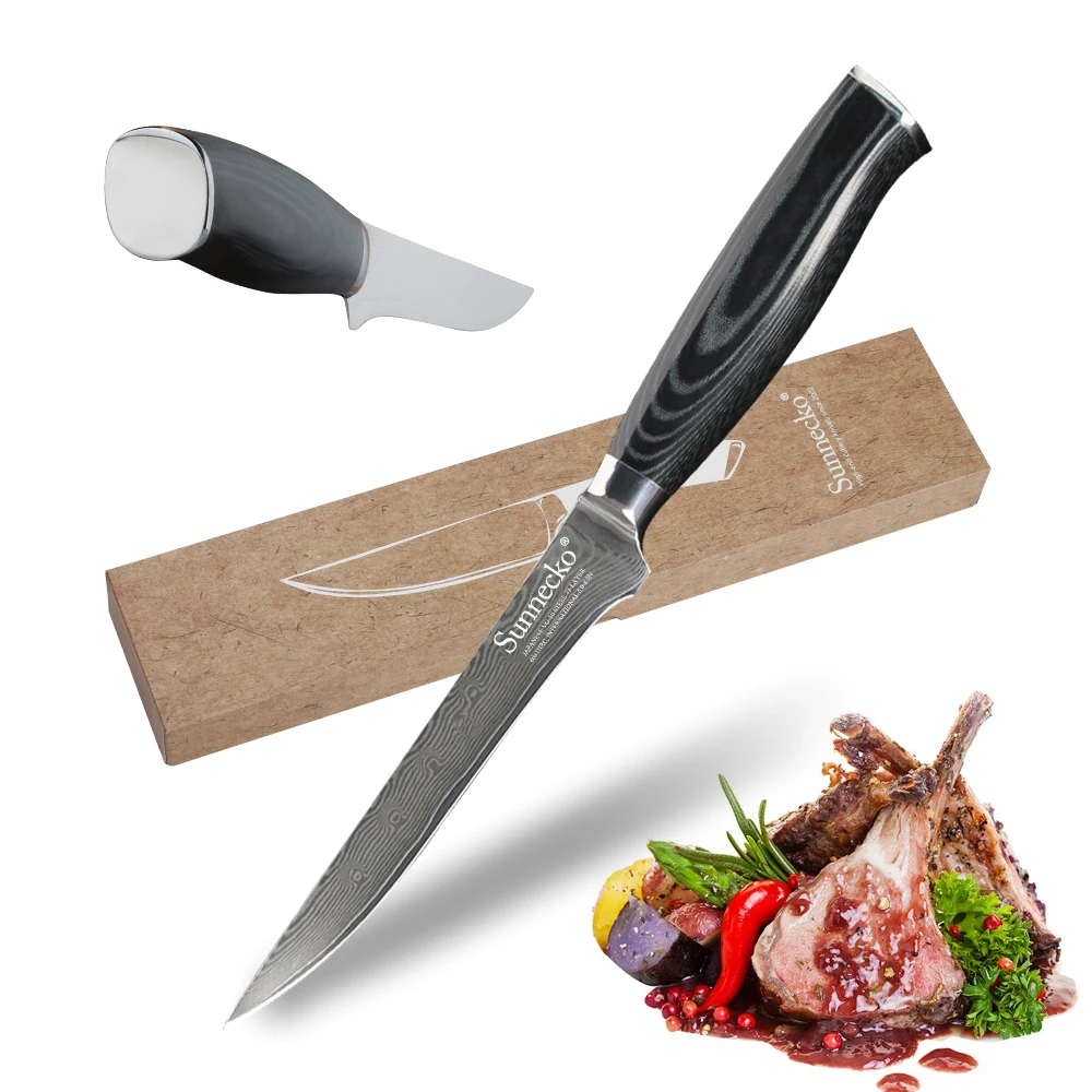 

SUNNECKO 5.5" inch Boning Chef Knife Kitchen Knives Japanese Damascus VG10 Steel Razor Sharp Micarta Handle kitchen Cutter Tools