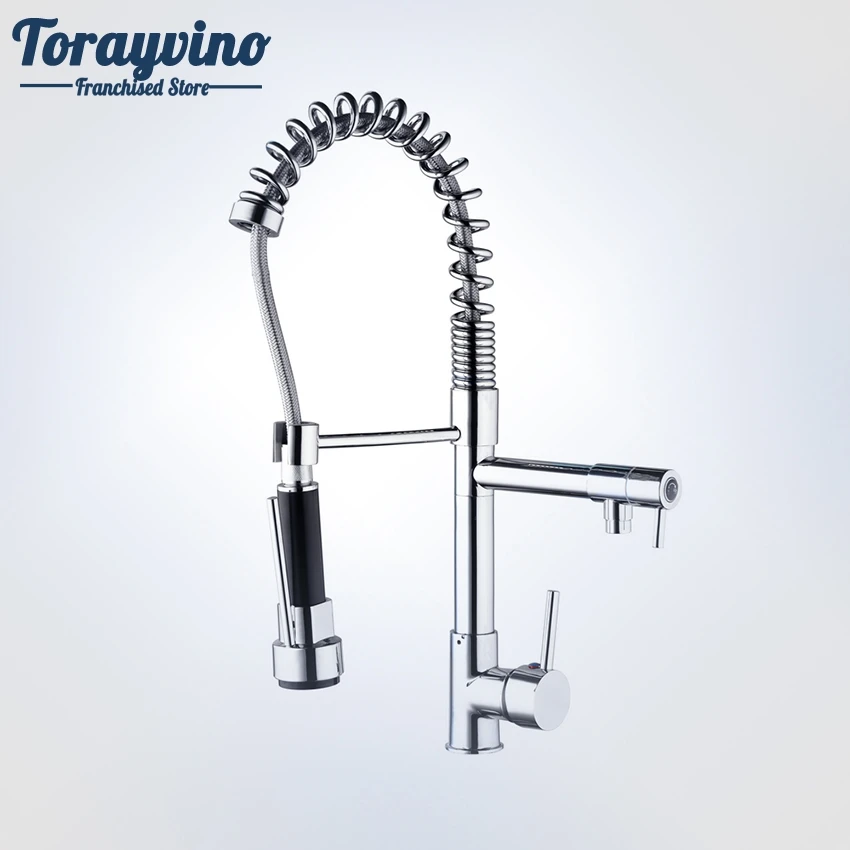 

Torayvino Polished Chrome Kitchen Faucet 360 Degree Pull DOWN Single Handle Sink Mixer Hot&Cold Water Tap Kitchen Faucet Mixer