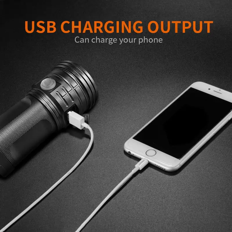  Ultra Powerful LED Searchlight 18*T6 LED Flashlight Torch Lanterna 3 Modes USB Charging Lamp Portab - 32954226430