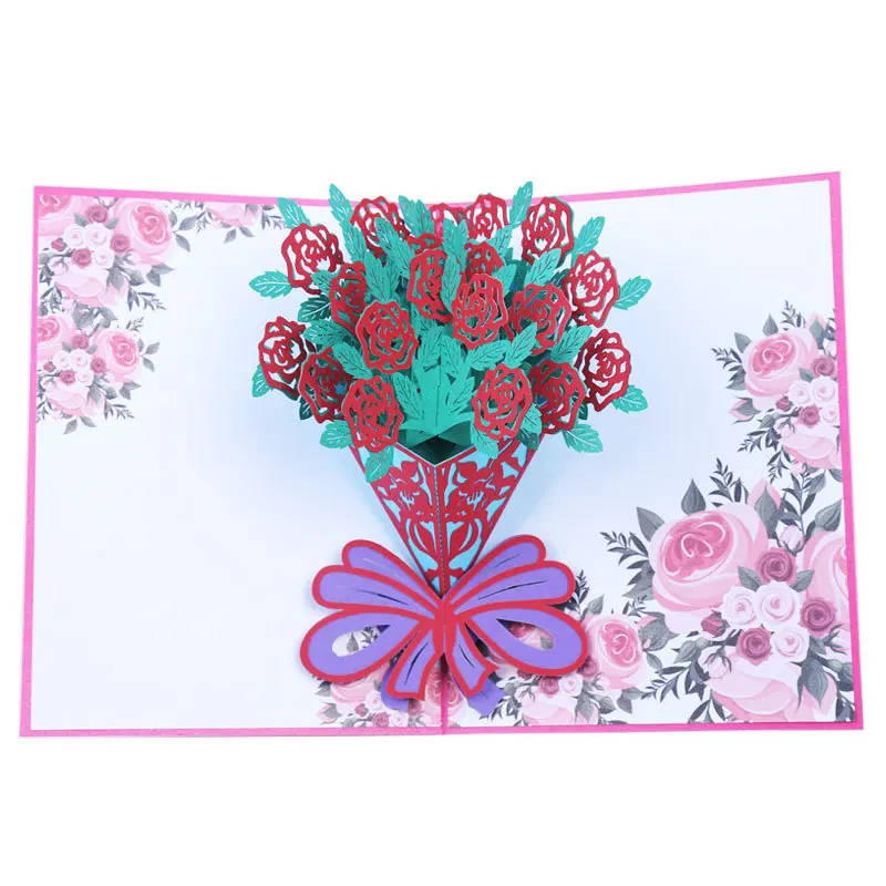  1pcs Creative 3D DIY Rose Lily Invitations Cards Fashion Wedding Party Greeting Card Great Event Gi - 32985965638
