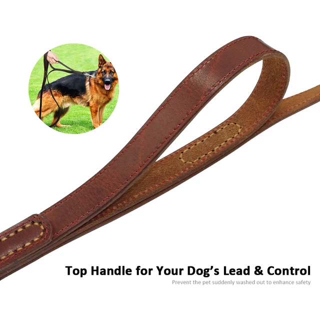 Double Handle Dog Lead With Handles Leather Dog Leash With Two