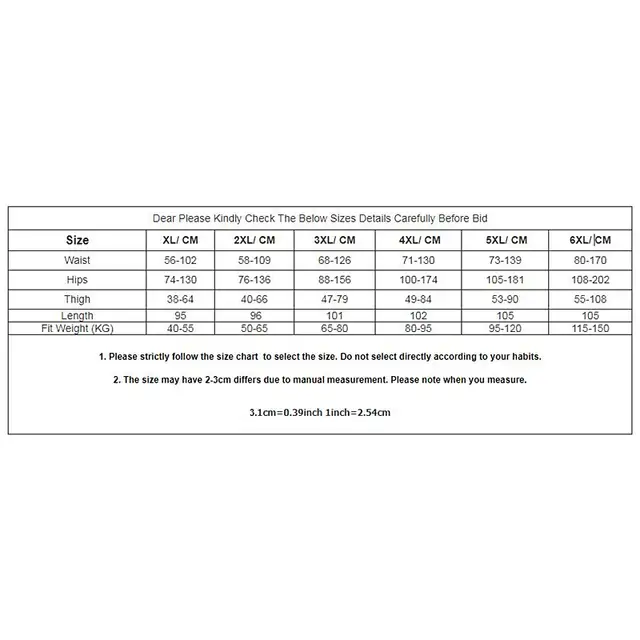 6xl Pants Size Chart