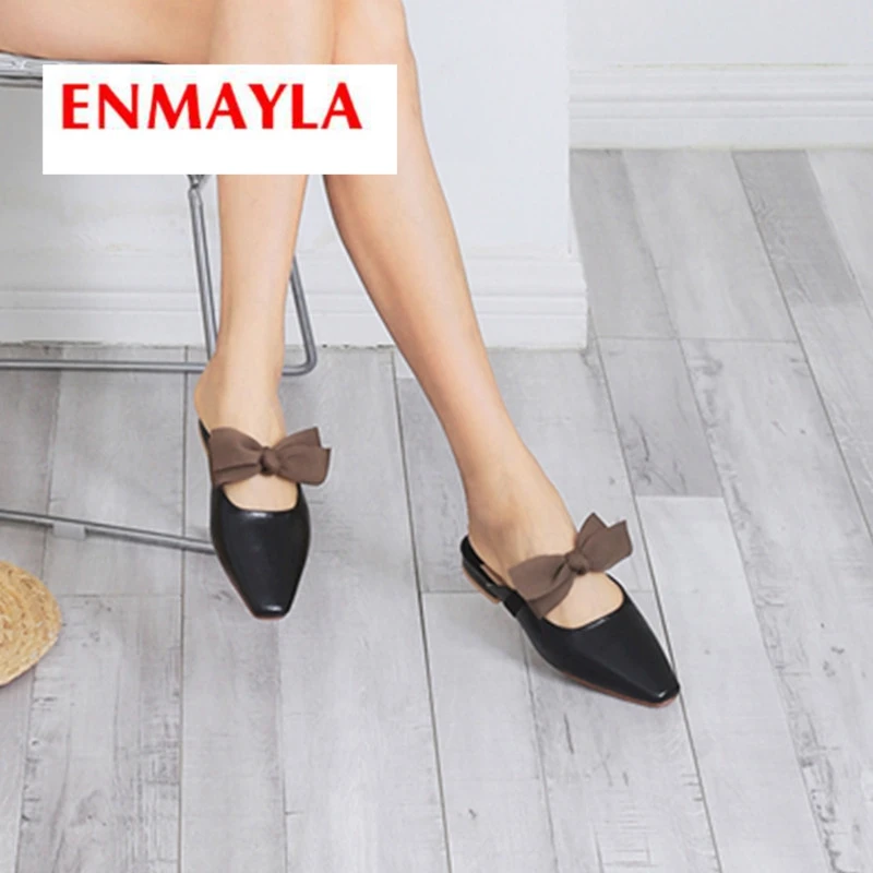 

ENMAYLA 2019 New Arrival Women Solid Spring/Autumn Outside Slippers Basic Butterfly-knot Womens Slippers Size 34-43 LY2272