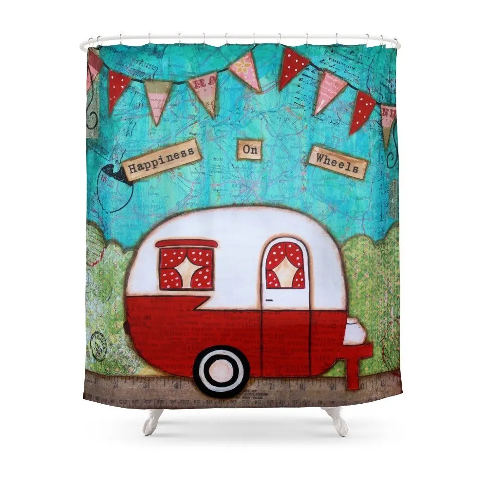 Vintage Camper Red Shower Curtainin Shower Curtains from Home & Garden