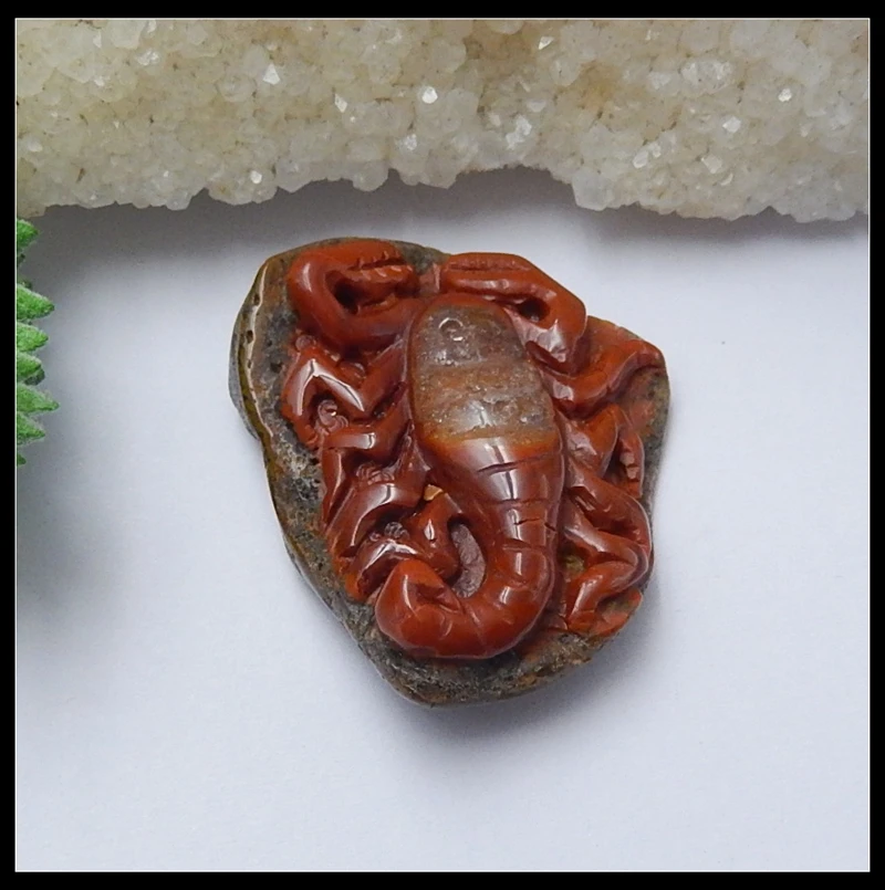 

Natural Stone Warring States Carved Scorpion Cabochon 36x28x11mm 13.74g Fashion Jewelry Accessories