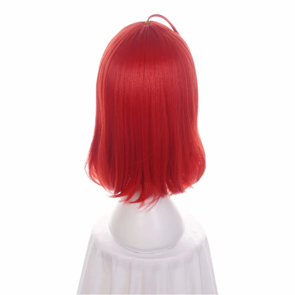 Ccutoo-레드 곱슬 합성 헤어 스타일 가발, 45cm, 하우스키노 쿠니 신사 코스프레, 전체 가발, 내열 섬유