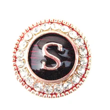 Горный хрусталь алфавита snap кнопки подходит 18 мм snap кнопки браслет S письмо Моды оснастки ювелирные изделия 10 шт./лот