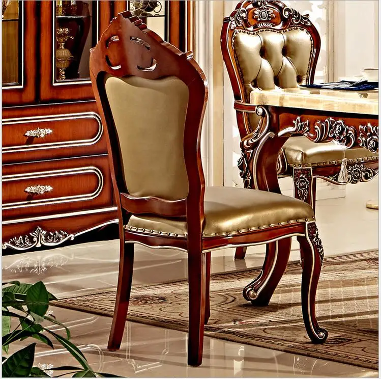 Antique Style Italian Dining Table, 100% Solid Wood Italy Style Luxury Dining Table Set