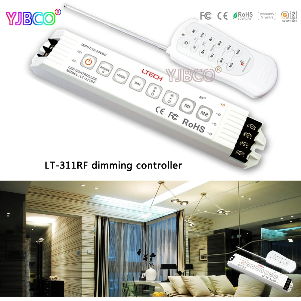 

LTECH led dimmer LT-311RF;DC12-24V input;6A*3channel output LED Dimming Controller for single color led strip