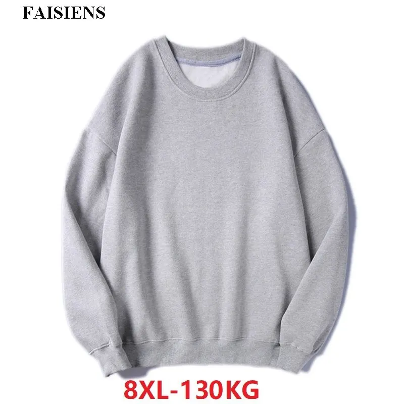 

FAISIENS High Street Fleece Men Casual Sweatshirts Pull Over Loose Hipster Large Size 7XL 8XL Teens Cotton Autumn Sweatshirts