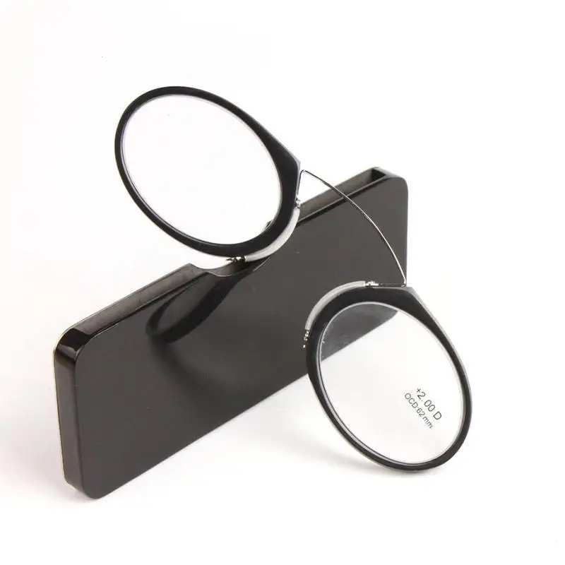 Titanium Mini Reading Glasses Fashion Clip Nose Round Optical Glasses