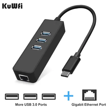

USB Type-C Hub with Gigabit Ethernet Adapter for Macbook Pro 2016 2017 Dell XPS 13/15 Lenovo Yoga 910 HP Spectre x360