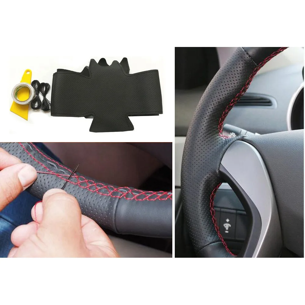 

38cm Leather Car Steering Wheel Cover For Nissan TEANA X-TRAIL QASHQAI TIIDA DIY Auto Steering Wheel Cover
