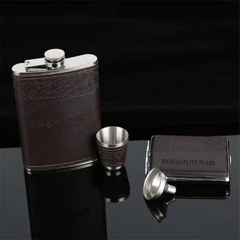 

High Quality Men 9OZ Hip Flask Set Stainless Steel Flask Male Pocket Drink Ware With Cigarette Case Gadgets&Gift For Men