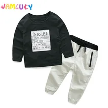Детская одежда для мальчиков весенний комплект хлопковой одежды с надписью для мальчиков, футболка с длинными рукавами для отдыха для мальчиков+ штаны, комплект детской одежды из 2 предметов, От 3 до 7 лет