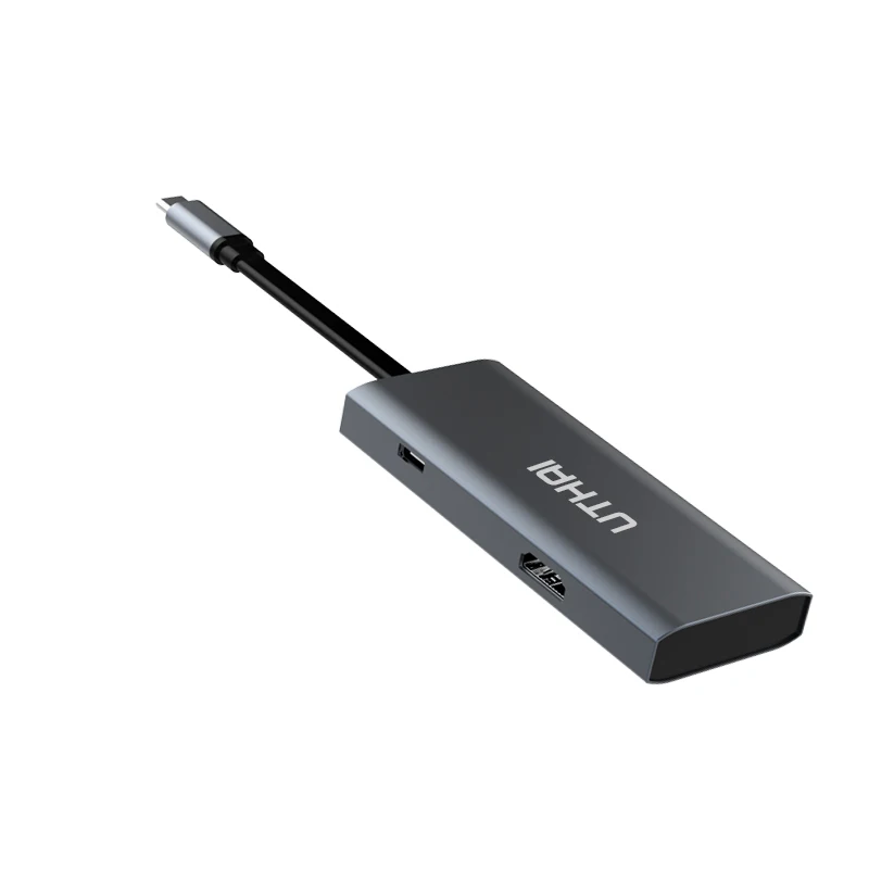 Серый Utai TCH01 5in 1 USB 3,0 концентратор для MacBook Pro Air Многофункциональный usb type C 4K видео HDMI usb-хаб 3,0 адаптер зарядный порт концентраторы - Цвет: Серый