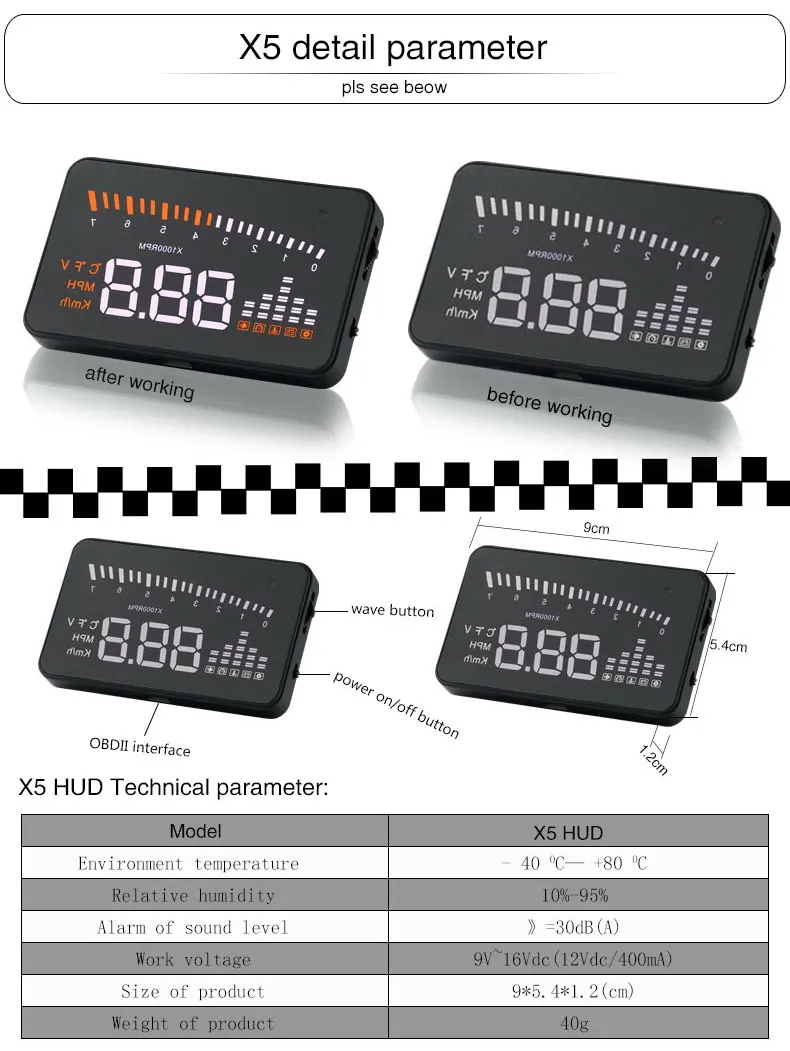 XYCING X5 3 дюймов HUD Автомобильный дисплей OBD2 скорость вождения автомобиля метр лобовое стекло автомобиля проектор KMH MPH дисплей скорость сигнализации