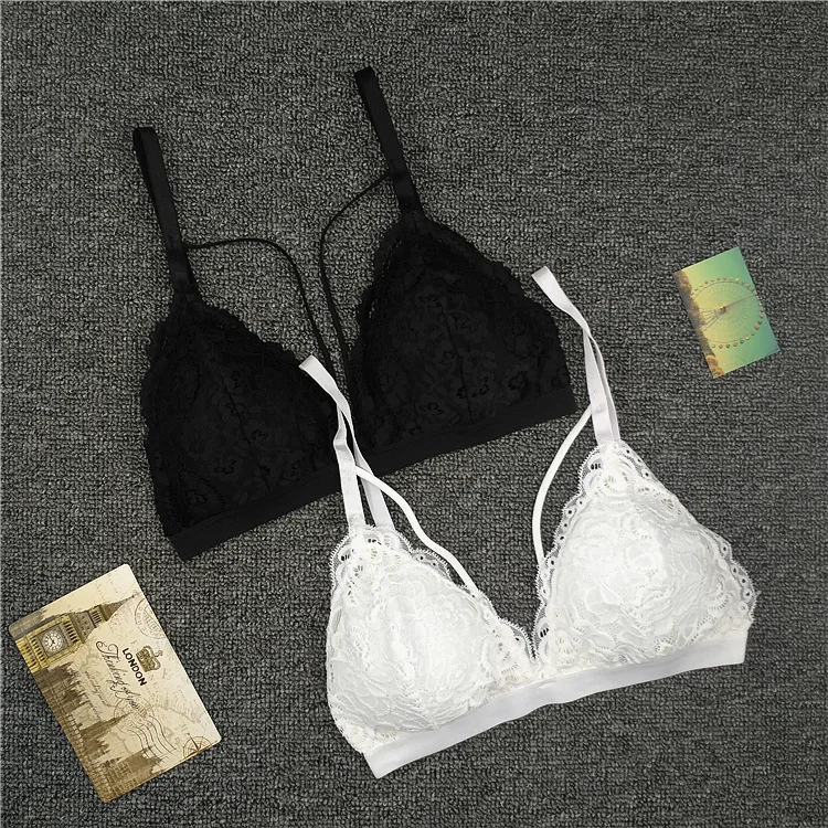 

2019 Strap Lace Sexy Women Casual Lace Bralette Padded Bra Stretch Sleeping brassiere Fashion Elastic band wireless bra top