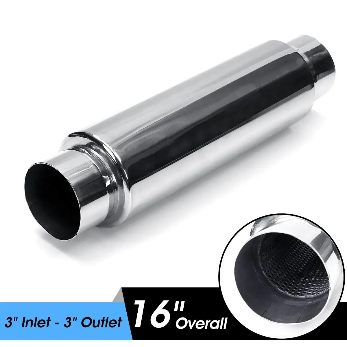 Silenciador de Escape Universal para Carro Cano de Escape com Saída de 76mm 4 High Quality Automóveis e motos