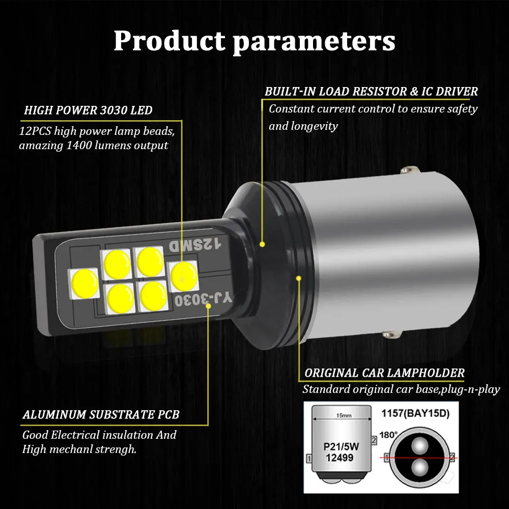 BMT Canbus Error Free 1157 P21/5 Вт BAY15d светодиодный лампы для-jeeprenegade светодиодный фары дневного света DRL Белый F: кристально-голубой