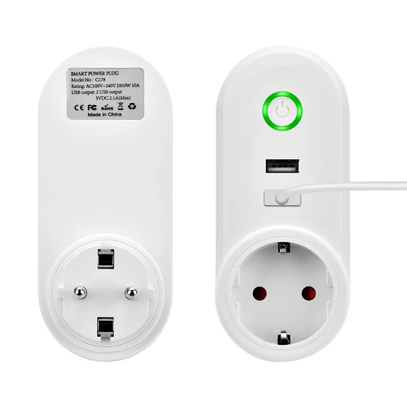 Smart Plug ЕС США разъем стандарта Великобритании с 2 USB зарядное устройство выход Wi-Fi управление таймером функция голосового управления Alexa Echo