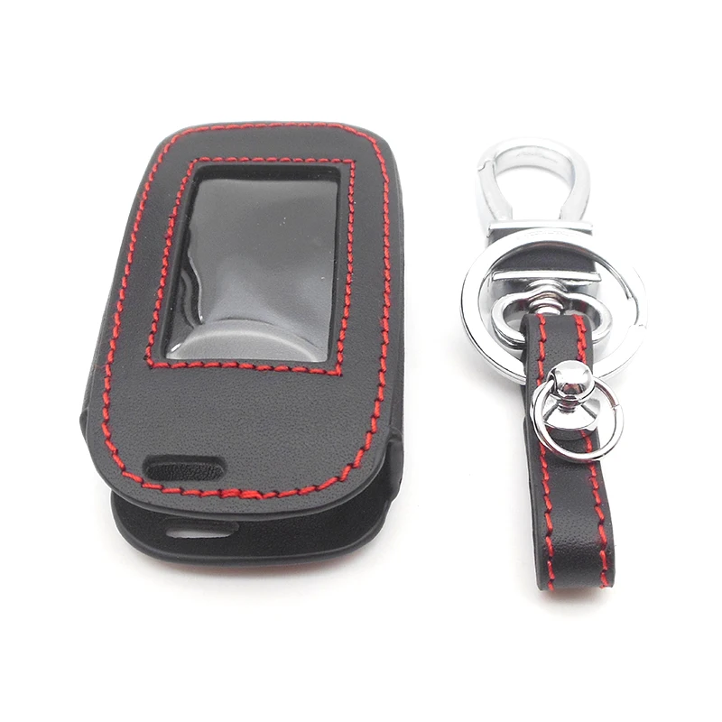 

Leather Key Cover For Starline E90 E91 E60 E61 E62 LCD Remote Control Only Two Way Car Alarm Keychain Case