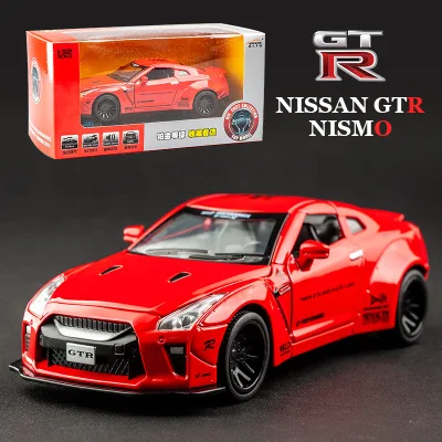 KIDAMI 1:32 AMG Nissan GTR литье под давлением модель автомобиля игрушечные машинки оттягивающийся автомобиль со звуком светильник Коллекция подарков для детей и взрослых для мальчиков - Цвет: Red-Gift Box