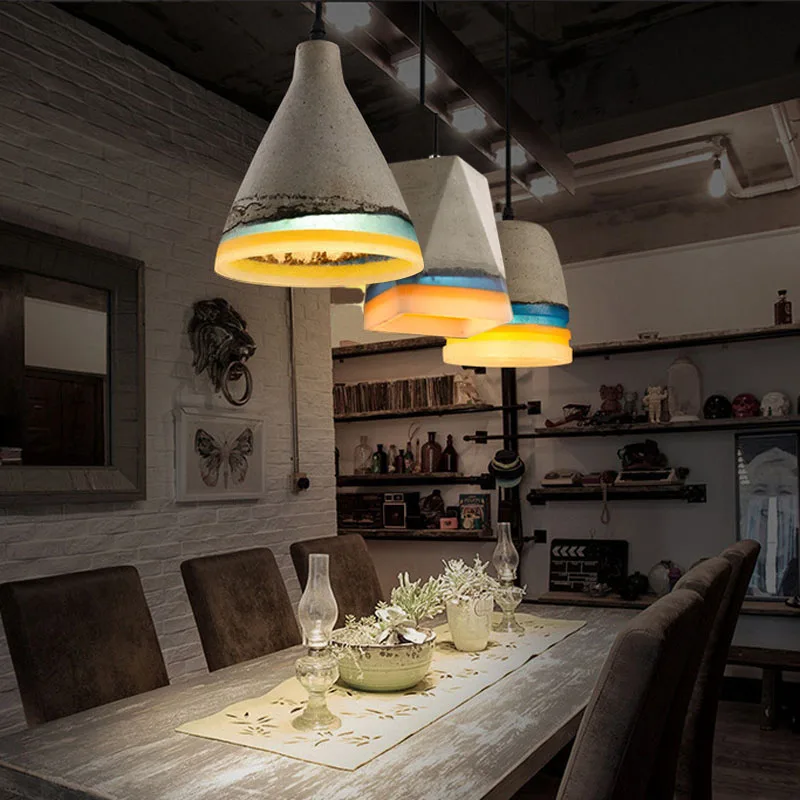 Contemporary Concrete Pendant Light Hanging Vintage Creative Cement Pendant Lamp E27 E26 Socket Drop Lighting For Restaurant Bar (1)