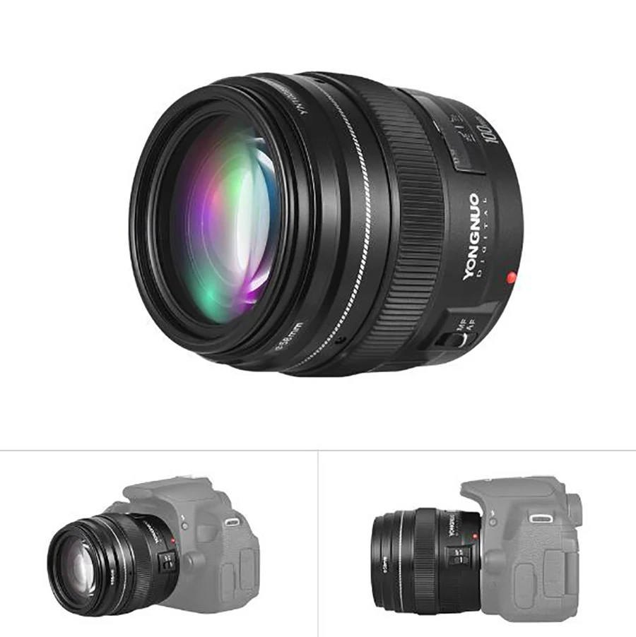 YONGNUO YN100mm F2 AF/MF Средний телеобъектив для Canon EOS DSLR камера 100 мм фиксированное фокусное расстояние EF монтажный порт 600D 60D 80D 6D 5D3