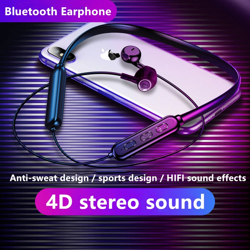 

GIAUSA Bluetooth Earphone V5.0 Stereo Sports Waterproof Neckband Earbuds Wireless in-ear Headset with Mic for IPhone Samsung