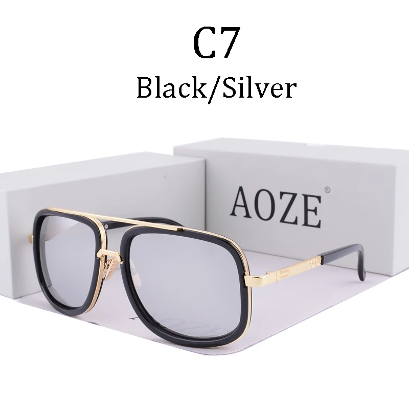 AOZE негабаритных ретро бренд стимпанк Солнцезащитные очки UV400 для мужчин женщин розовые зеркальные солнцезащитные очки анти UVA очки D1828 - Цвет линз: 1828 C7