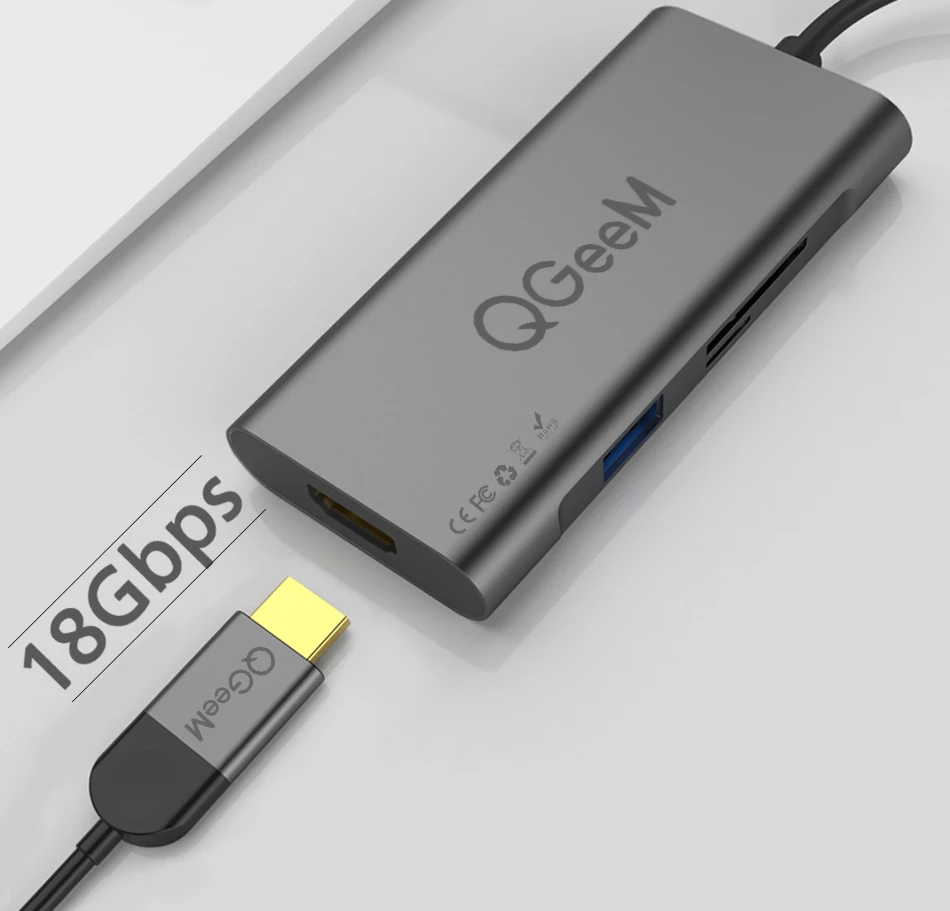 QGeeM 7в1 USB C концентратор huawei P20 mate 20 Pro type C usb-хаб USB-C до 3.0Hub HDMI кардридер Thunderbolt3 адаптер для MacBook Pro