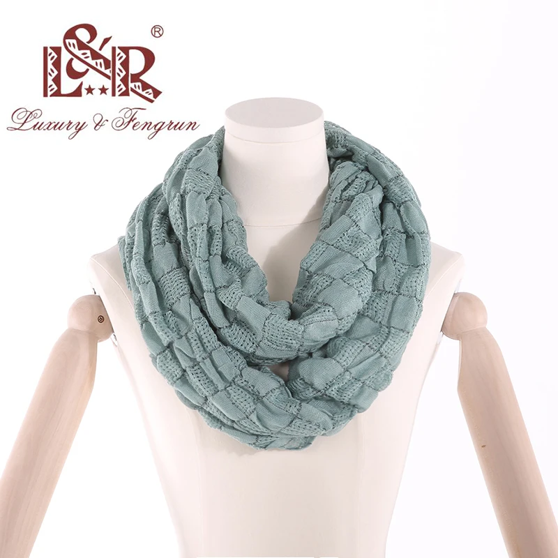 2019 Winter Ring Loop Scarf Knitted Soft Wool Collar Solid Color Neck Warmer Shawl Wraps Warmer  Women Scarves Female