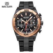 MEGIR men’s watch Top Luxury brands chronograph sport watches fashion luminous running man quartz wristwatch Relogio Mascu 3009