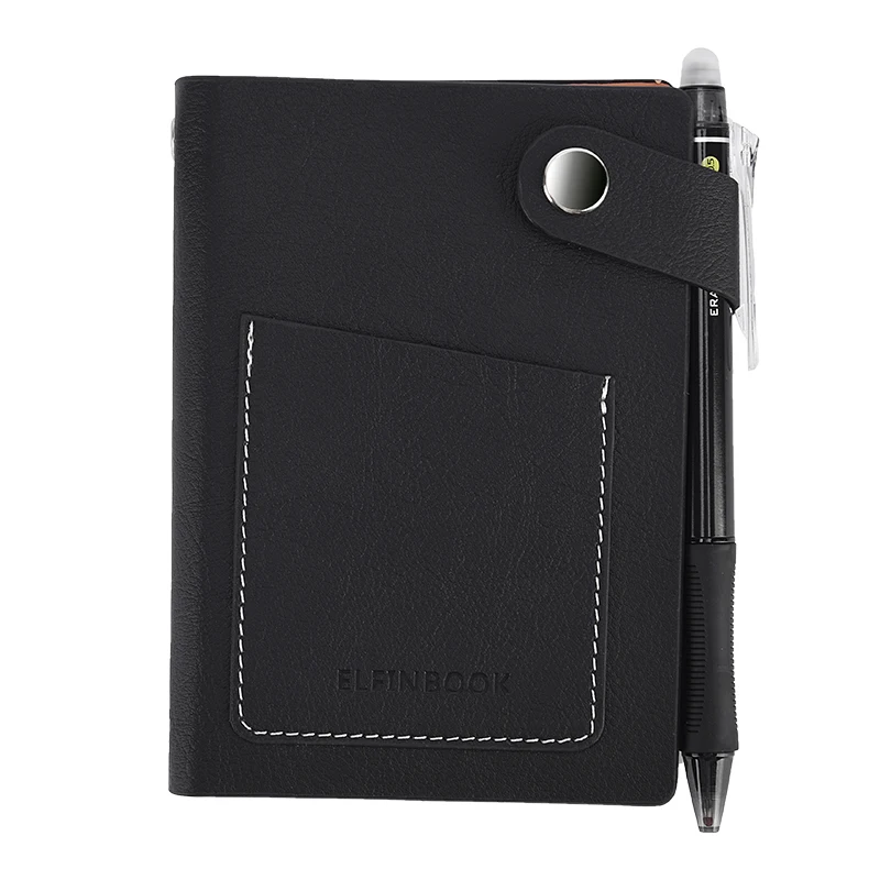 

Elfinbook Mini Smart Reusable Erasable Faux Leather Notebook Paper Notepad Diary Journal Office School Travelers Drawing Gift
