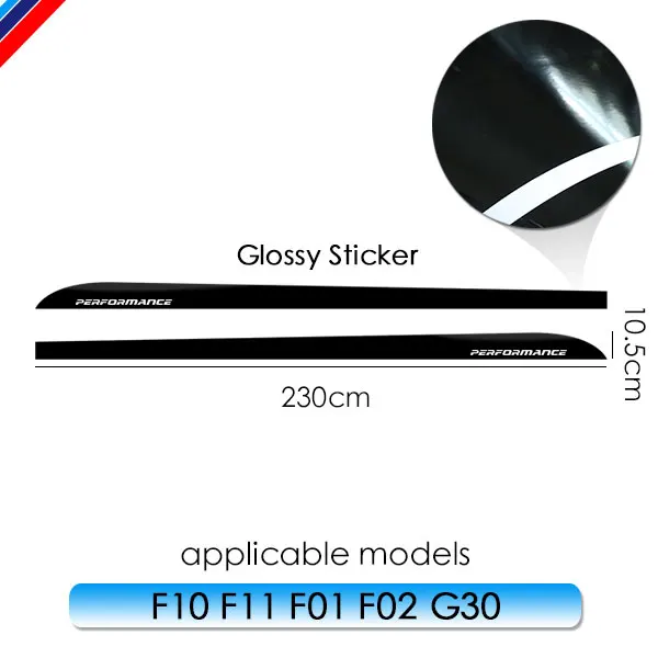 5D углерода M производительность подоконник сбоку юбка в полоску наклейки для BMW 3 5 серии F30 f31 x5 f15 f10 f11 e60 e61 f22 f23 e90 f32 - Название цвета: 17MP 230CM Gloss Blk