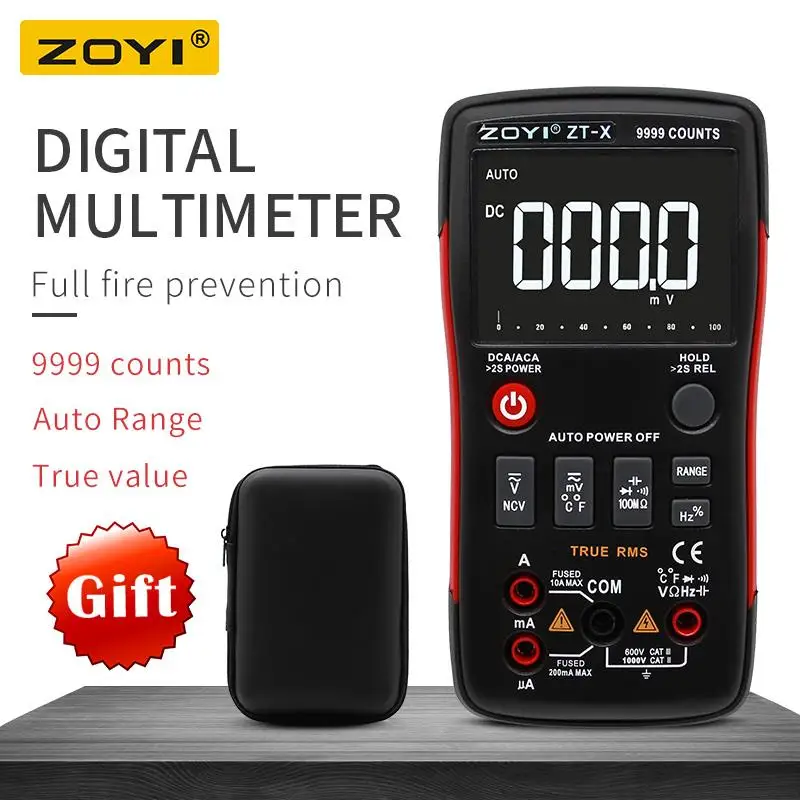 Online ZOYI ZT X multímetro Digital de rango automático True RMS amperímetro de voltímetro de CA CC 9999 cuentas NCV sostiene Pantalla de retroiluminación LCD como RM409B